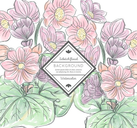 彩绘大朵花卉设计矢量素材16设计网精选