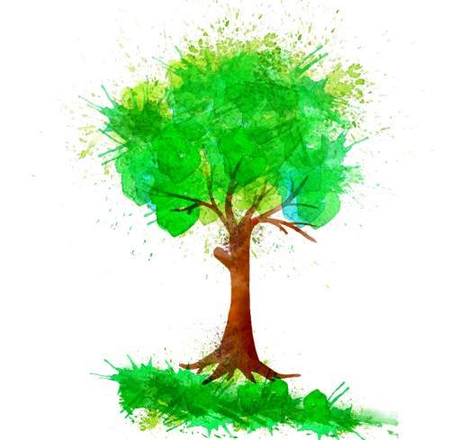 绿色水彩树木矢量素材16图库网精选