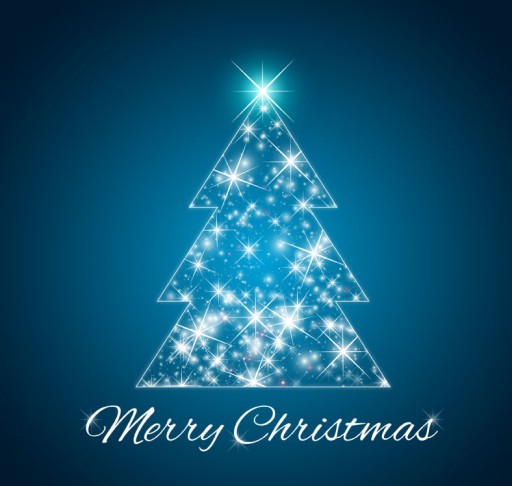闪亮蓝色圣诞树背景矢量素材素材天