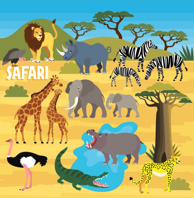 12款创意非洲野生动物矢量素材16设计网精选