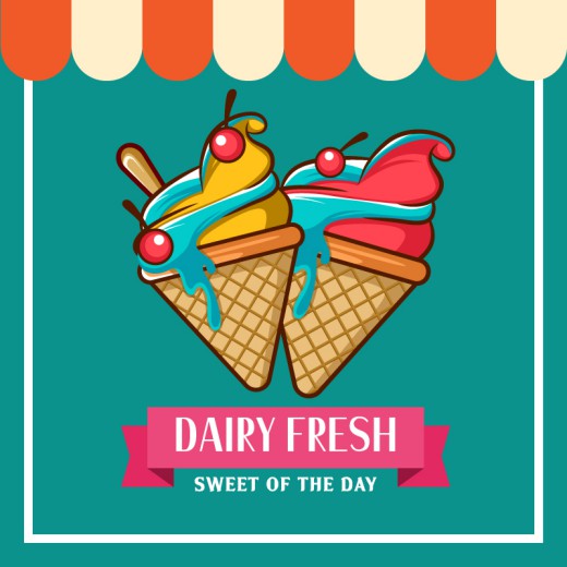 夏季水果冰淇淋海报矢量素材16设计