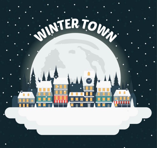 卡通冬季城镇矢量素材16素材网精选