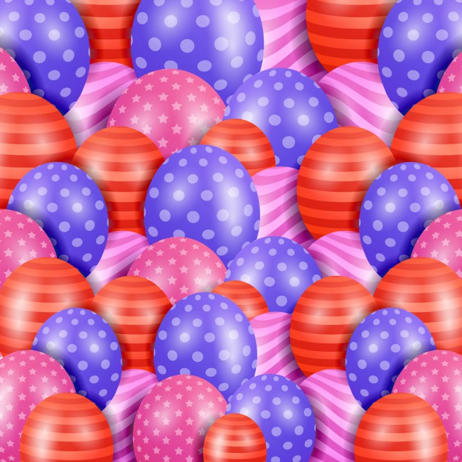 彩色水玉点和条纹气球背景矢量素材16素材网精选