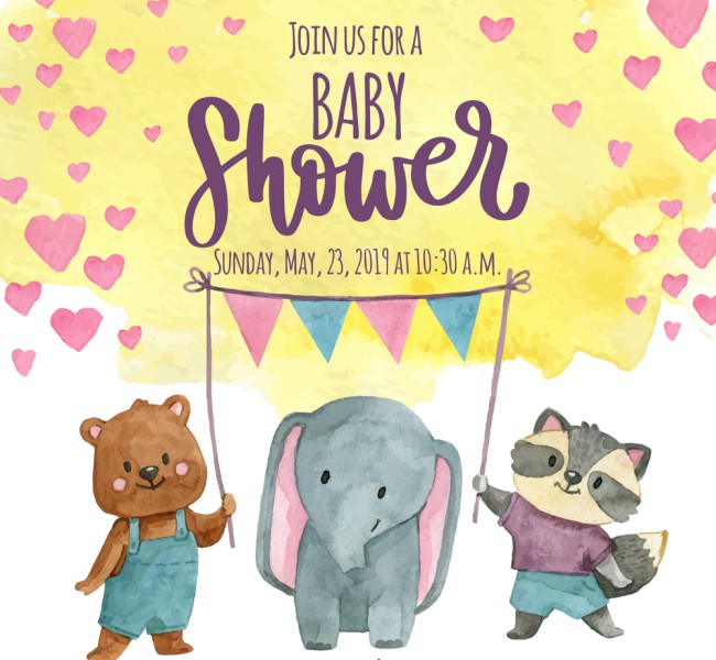彩绘迎婴派对动物海报矢量素材16图库网精选