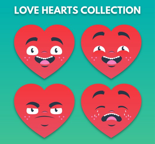 4款创意爱心表情矢量素材16图库网精选