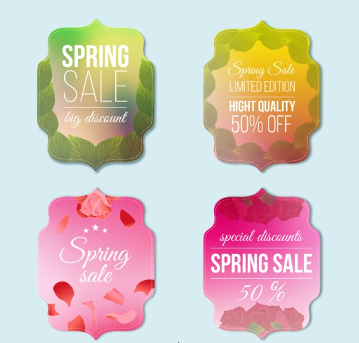 4款彩色春季促销标签矢量素材16素材网精选