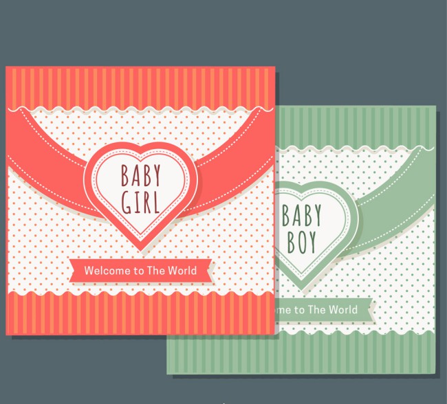 2款可爱迎婴卡片矢量素材16设计网精选
