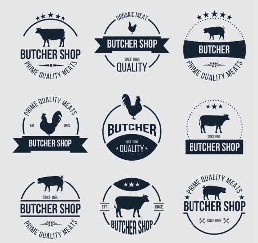 9款创意肉店标签矢量素材16素材网精选