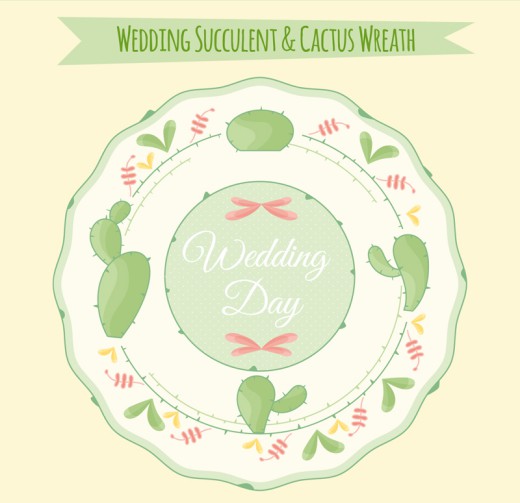绿色多肉植物婚礼标签矢量素材16图库网精选