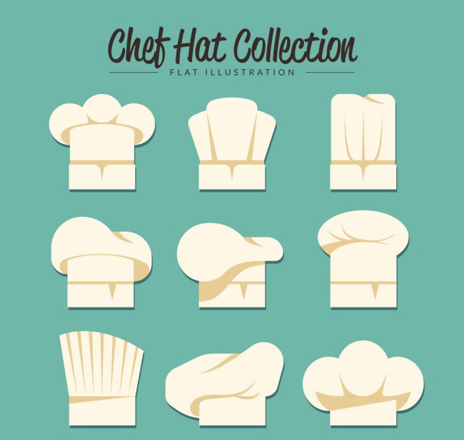 9款白色扁平化厨师帽矢量图素材中国网精选