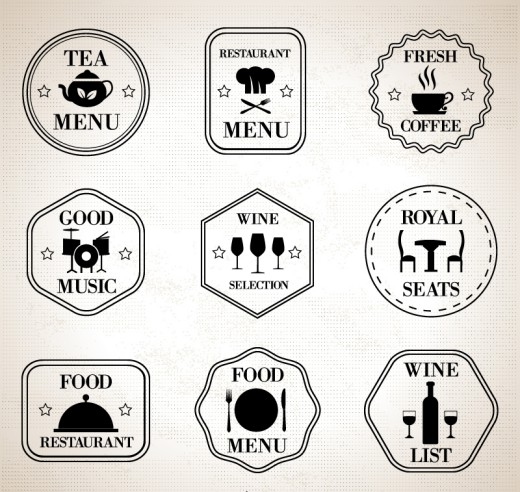 9款简洁餐厅标签矢量素材素材天下精选