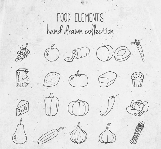 21款创意手绘食物矢量素材16素材网精选