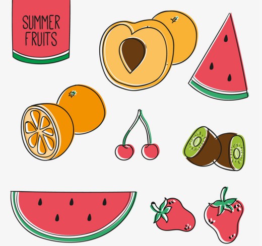 7款彩绘夏季水果矢量素材16素材网精选