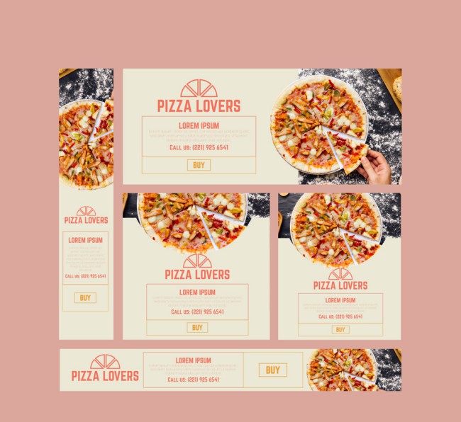 5款创意披萨餐馆banner矢量图16素材网精选