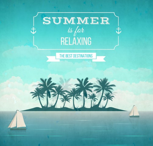 夏季度假岛屿海报矢量图16设计网精选