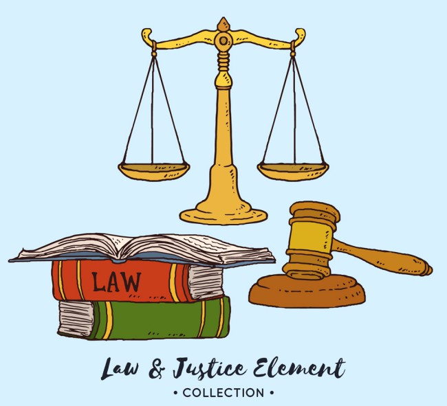 3款彩绘法律元素设计矢量素材16图库网精选