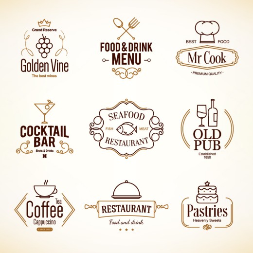 9款餐厅菜单标志矢量素材16图库网精选