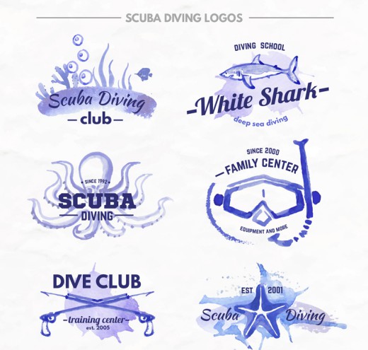 9款蓝色专业潜水俱乐部标志矢量图16素材网精选