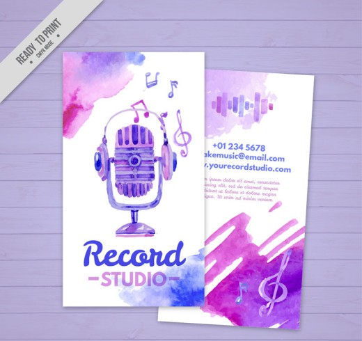 紫色麦克风录音室宣传单矢量素材16素材网精选