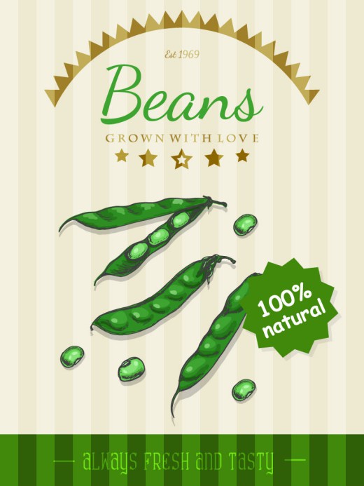 绿色豆子宣传海报矢量素材普贤居素