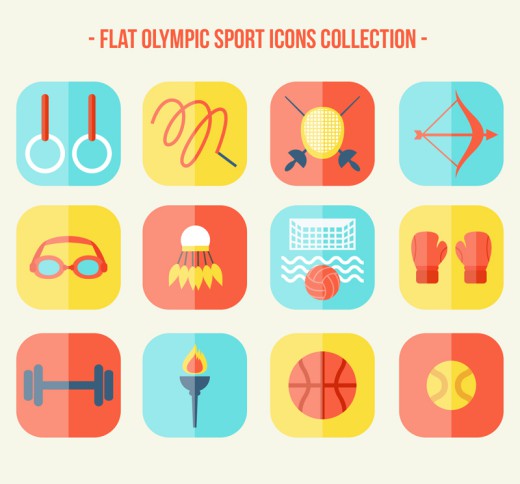 12款彩色奥运会比赛项目图标矢量图