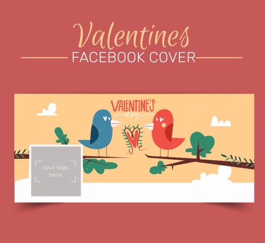 情侣鸟脸书封面图片矢量图素材中国