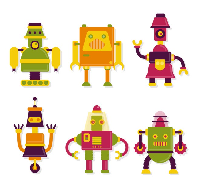 6款创意拼色机器人矢量素材普贤居素材网精选