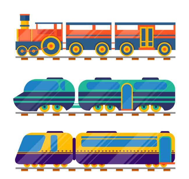 3款彩色火车设计矢量素材16素材网精选