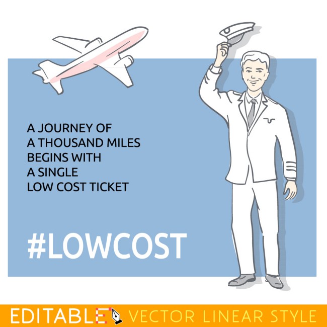 创意飞机低成本宣传海报矢量图16素材网精选