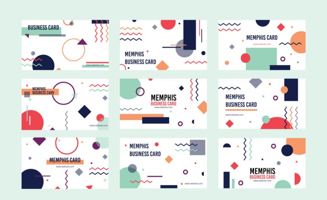 9款创意孟菲斯风格商务卡片矢量图16素材网精选