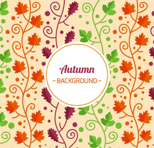 彩色秋季叶子无缝背景矢量图16素材网精选