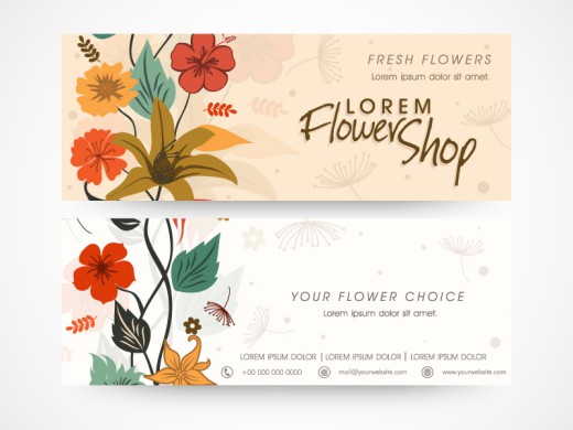 彩色花卉商务卡片矢量素材素材中国网精选