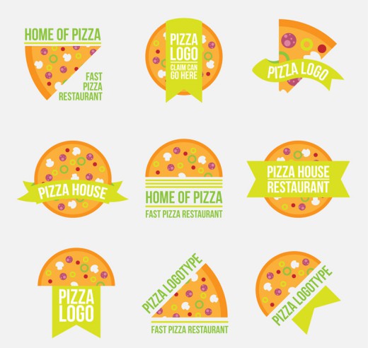 9款橙色披萨标签矢量素材16设计网精选