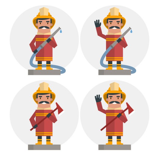 4款卡通消防员矢量素材16图库网精选