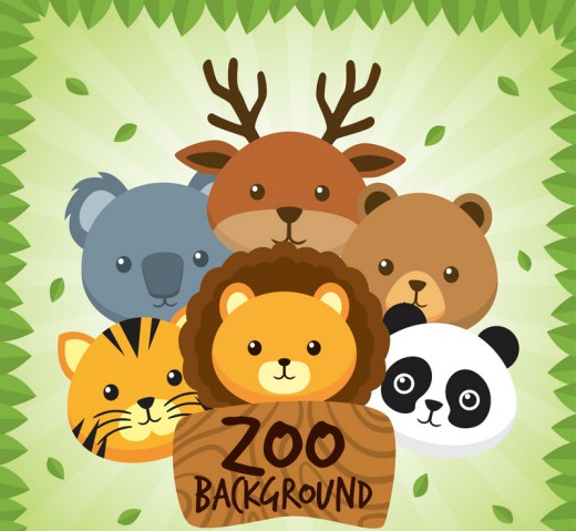 6个卡通动物园动物头像矢量素材16图库网精选