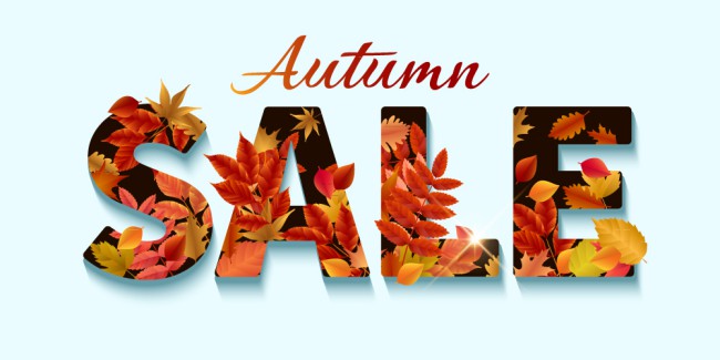 创意树叶装饰秋季销售艺术字矢量图16素材网精选