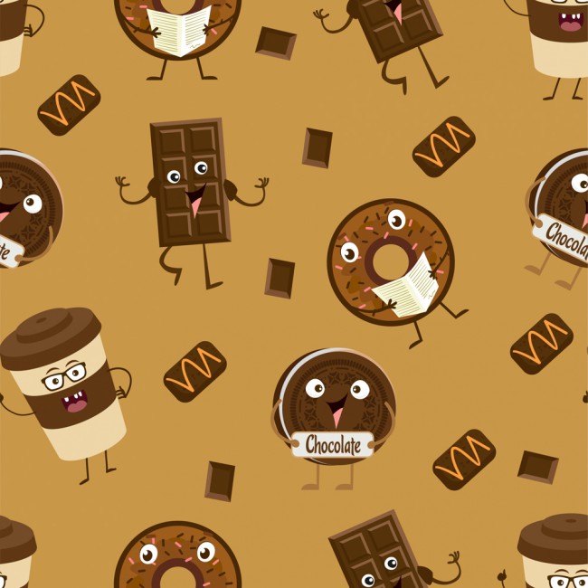 创意咖啡和甜点无缝背景矢量图16图库网精选