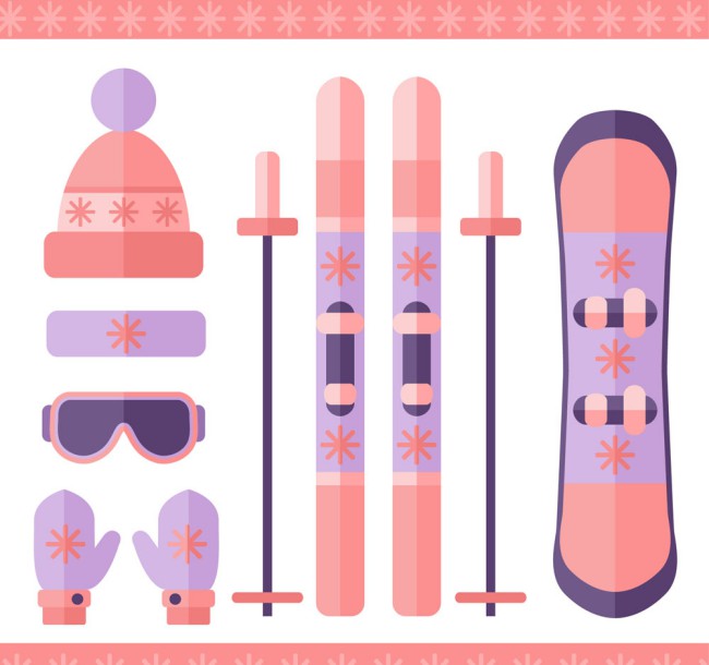 7款粉色滑雪装备矢量素材16设计网精选