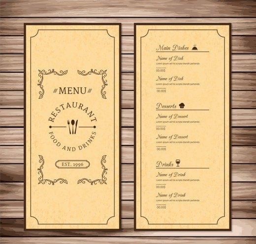 复古餐厅菜单矢量素材16设计网精选