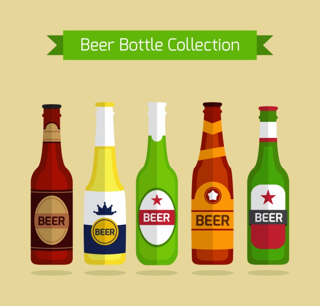 5款彩色瓶装啤酒矢量素材素材中国网精选