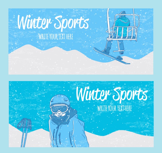 2款彩绘冬季运动banner矢量素材16设计网精选