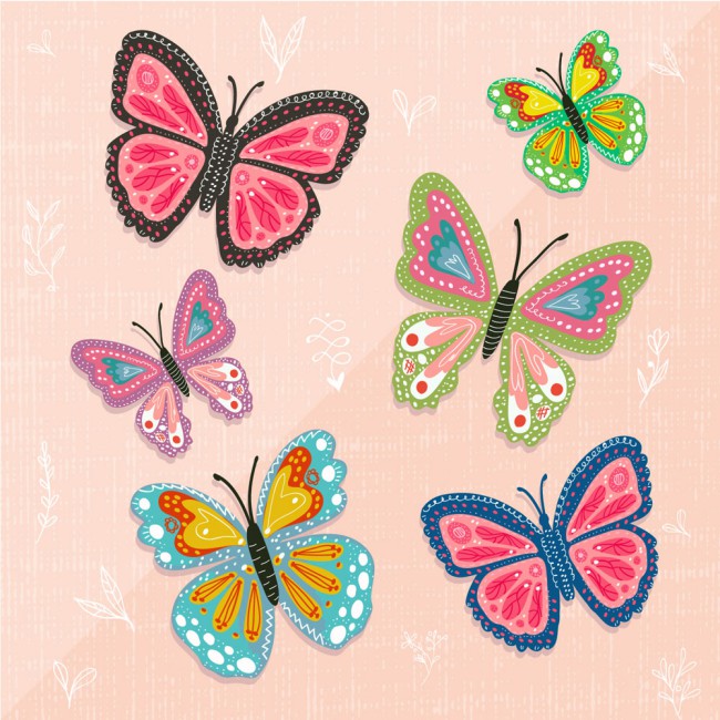 6款彩色蝴蝶设计矢量素材16图库网精选