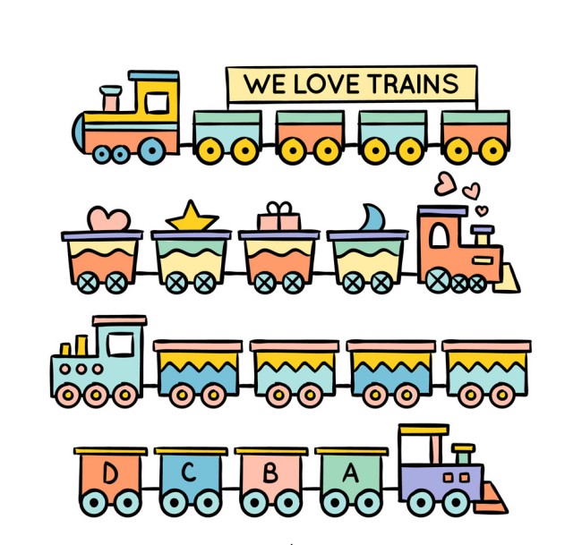 4款可爱玩具火车矢量素材16图库网精选
