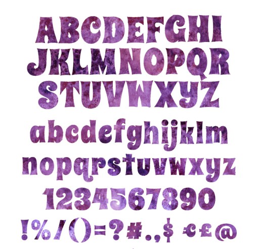 紫色大小写字母与符号矢量图16素材网精选