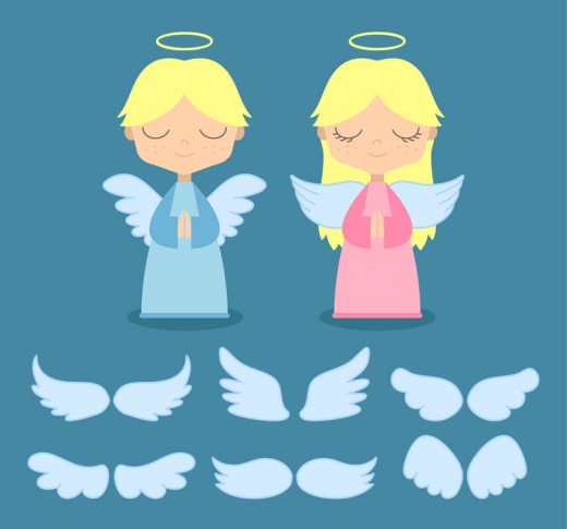 可爱天使和翅膀矢量素材16图库网精选