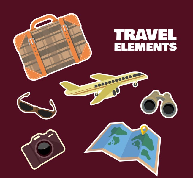 6款彩色旅行贴纸矢量素材16素材网精选