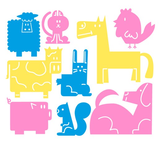 9款彩色动物设计矢量素材16图库网精选