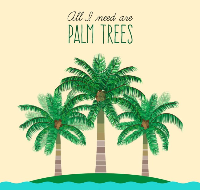 创意岛屿上的3棵棕榈树矢量素材16图库网精选