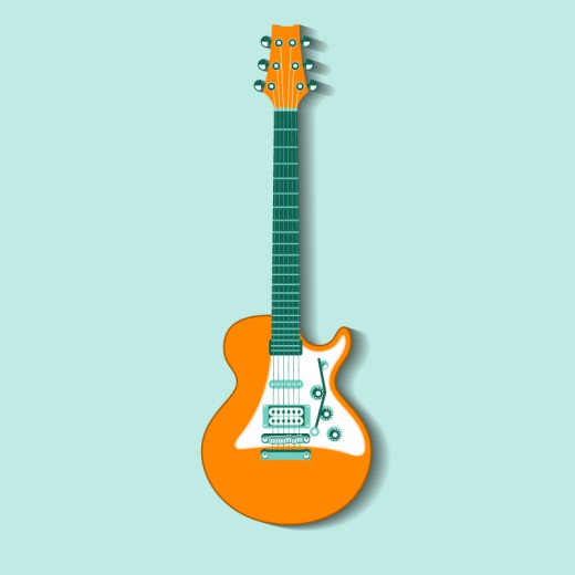精美橘色吉他设计矢量素材素材天下