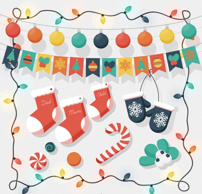 11款彩色圣诞节装饰物矢量素材16设计网精选